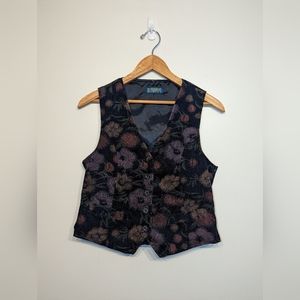Vintage Corduroy Floral Vest. 90s